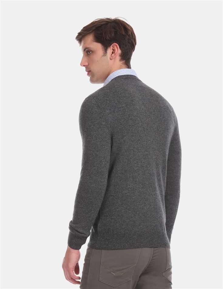 U.S.Polo Association Men'S Casual Wear Solid Dark Grey Sweater